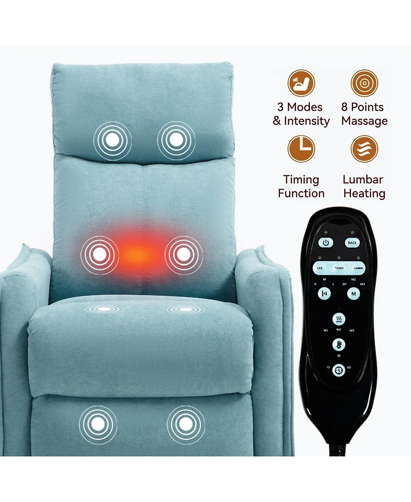 Boyel Living Heat Massage Manual Recliner Chair with Rocker and Swivel Fabric for Room