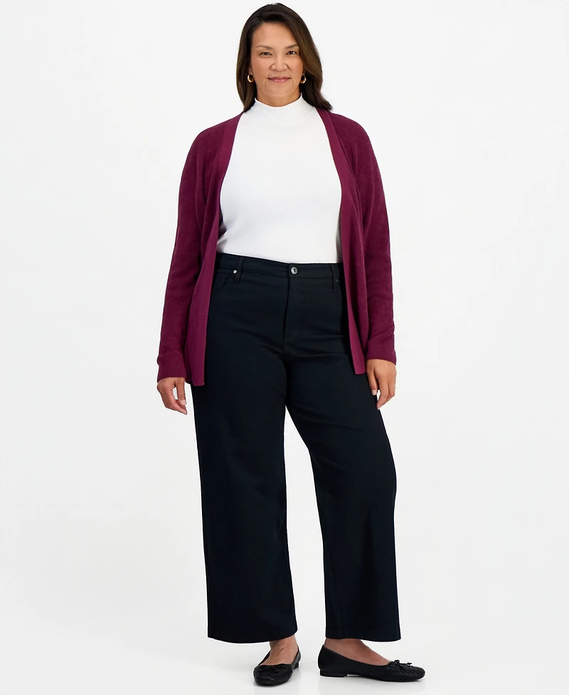 Style & Co Plus Textured Open-Front Cotton Cardigan Sweater, Macy's Exclusive
