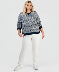 Style & Co Plus Printed Fleece Crewneck Sweatshirt, Macy's Exclusive