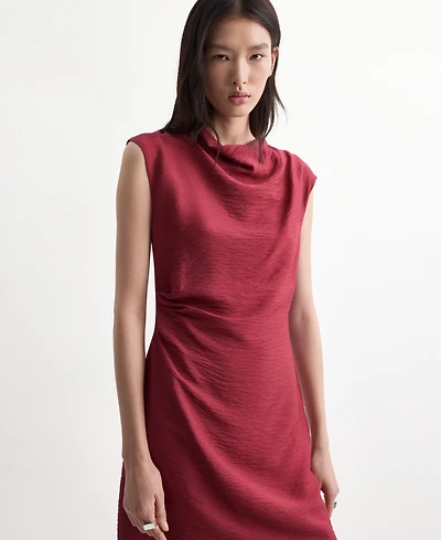 Mango Women's Asymmetrical Draped Short Dress