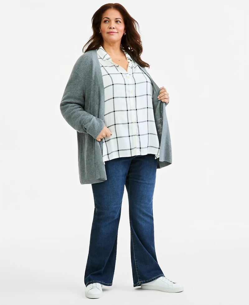 Style & Co Plus Plaid Point-Collar Long-Sleeve Button-Down Shirt, Macy's Exclusive