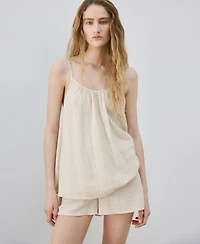 Mango Women's Plain Cotton Spaghetti-Strap Pajama Top