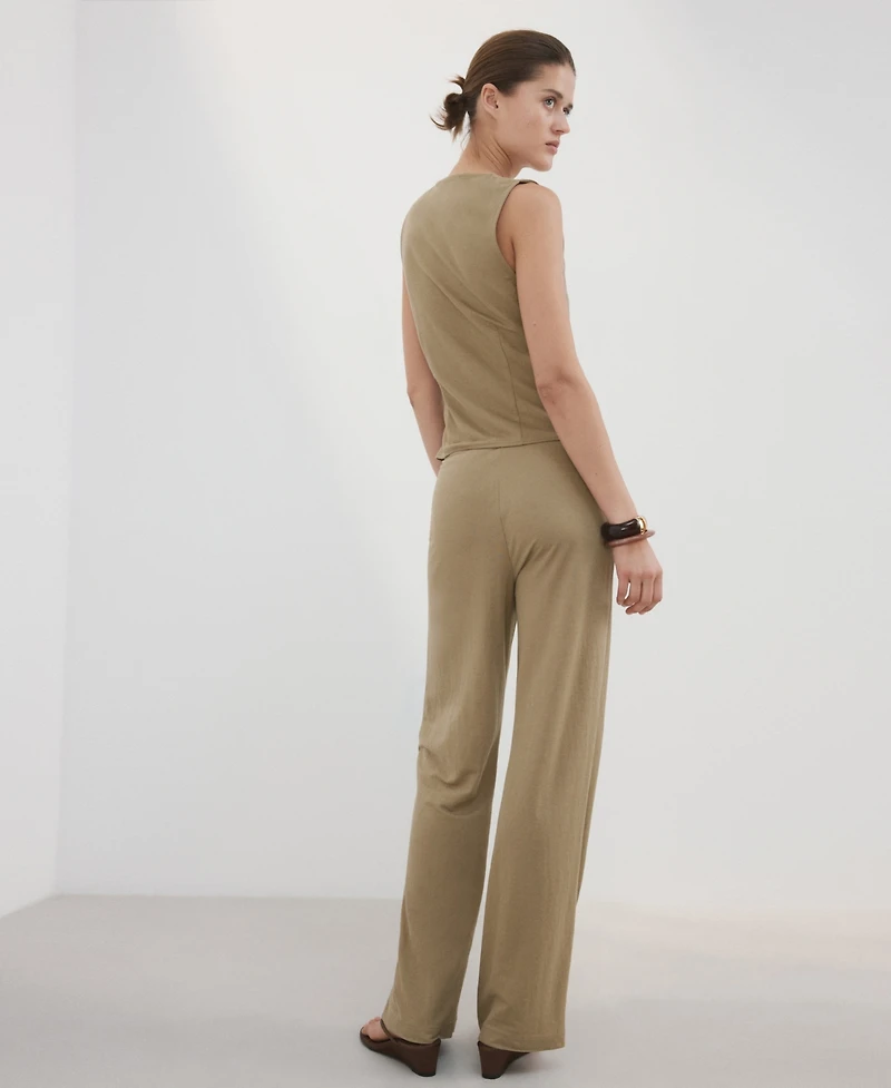 Mango Women's Straight Mid-Rise Pants