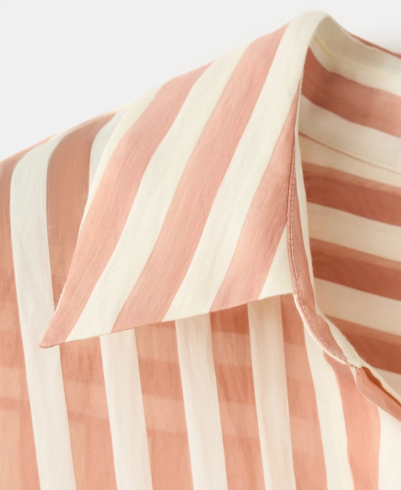 Mango Women's Semi-Transparent Striped Lyocell Shirt
