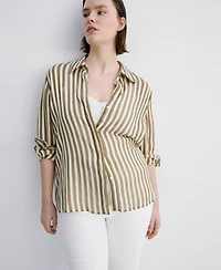 Mango Women's Semi-Transparent Striped Lyocell Shirt