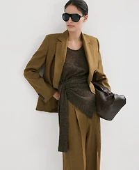 Mango Women's Straight-Fit Linen Suit Pants