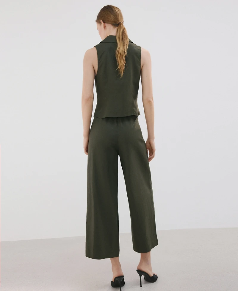 Mango Women's Straight Linen-Blend Pants