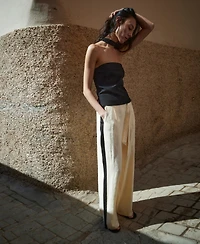 Mango Women's Contrast Stripe Linen Trousers