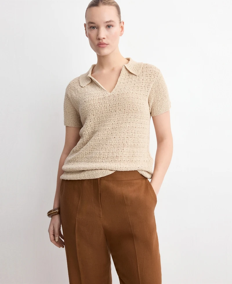 Mango Women's Knitted Polo-Neck Sweater