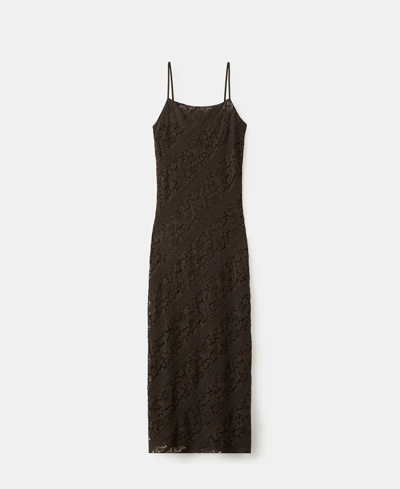 Mango Women's Semi-Transparent Lace Long Dress