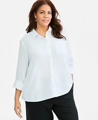 Style & Co Plus Button-Front Collared Long-Sleeve Shirt, Created for Macy's