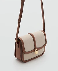 Mango Women's Contrasting Canvas Shoulder Bag