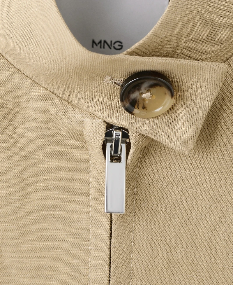 Mango Women's Band Collar Linen Jacket