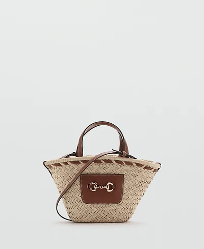 Mango Women's Small Natural Fiber Basket Bag