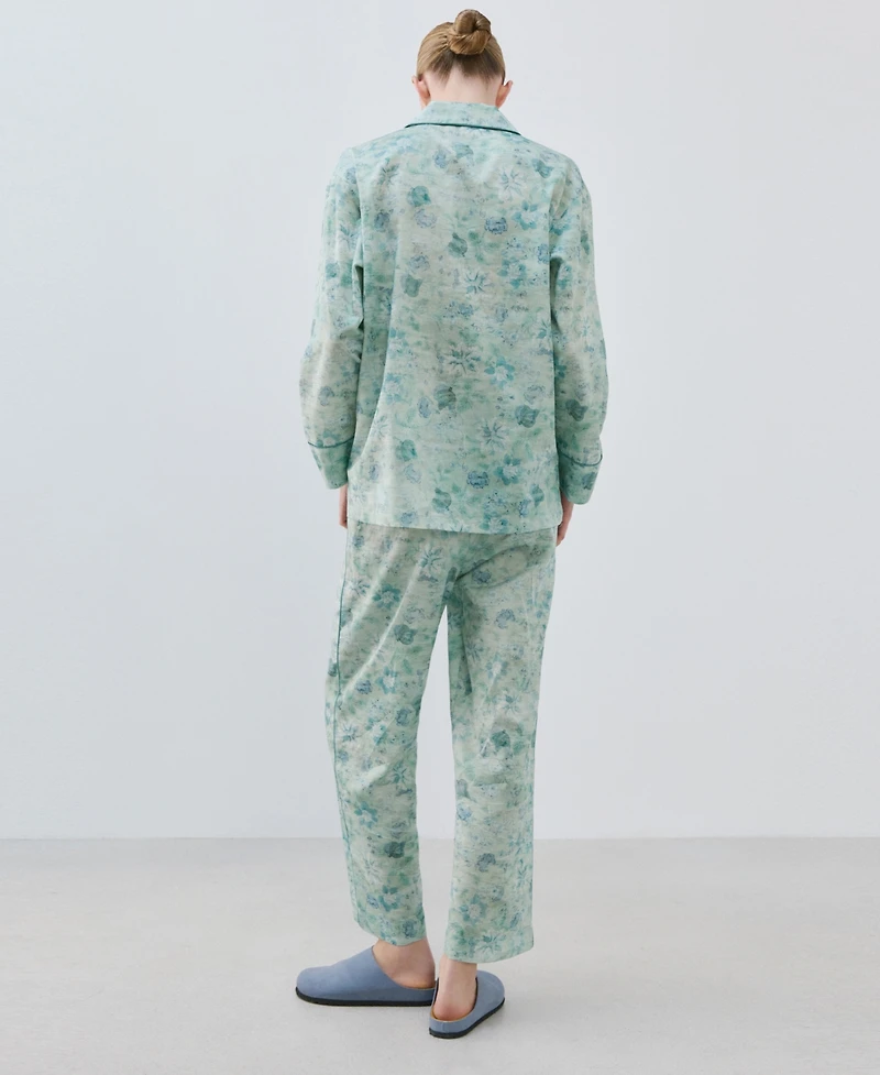 Mango Women's Piping Detail Printed Pajama Shirt
