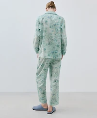 Mango Women's Piping Detail Printed Pajama Shirt