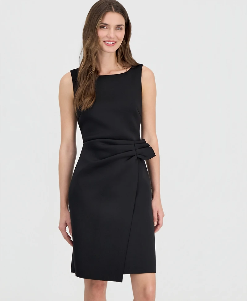 Anne Klein Women's Sleeveless Overlay Scuba Sheath Dress