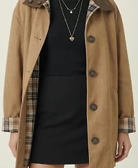 Modenaire Women's Reversible Plaid Solid-Side Jacket