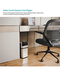 Home Zone Living 2 Gallon Slim Sensor Trash Can with Butterfly Lid and Touch Controls, Rectangular Stainless Steel, Silver