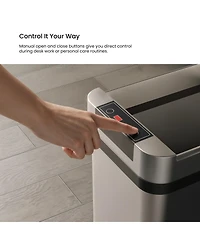 Home Zone Living 2 Gallon Slim Sensor Trash Can with Motion Sensor Lid and Touch Controls, Rectangular Stainless Steel, Silver