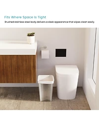 Home Zone Living 3 Gallon Rectangular Open Top Wastebasket, Stainless Steel, Matte Silver