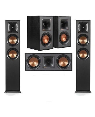 Klipsch Reference R-625FA 5.0 Home Theater Pack, Textured Wood Grain Vinyl