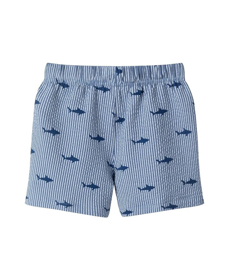 Andy & Evan Toddler Boys Toddler/Child Navy Stripe Shark Short Sleeve Cabana Set