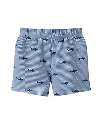 Andy & Evan Toddler Boys Toddler/Child Navy Stripe Shark Short Sleeve Cabana Set