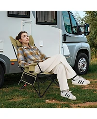Gymax Camping Lounge Chair w/Detachable Footrest and 4-position Backrest Carrying Bag