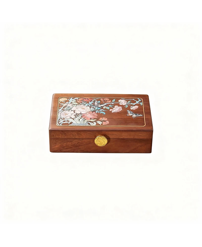 Yigii Solid Wood Travel Organizer Box: Compact, Brass Lock