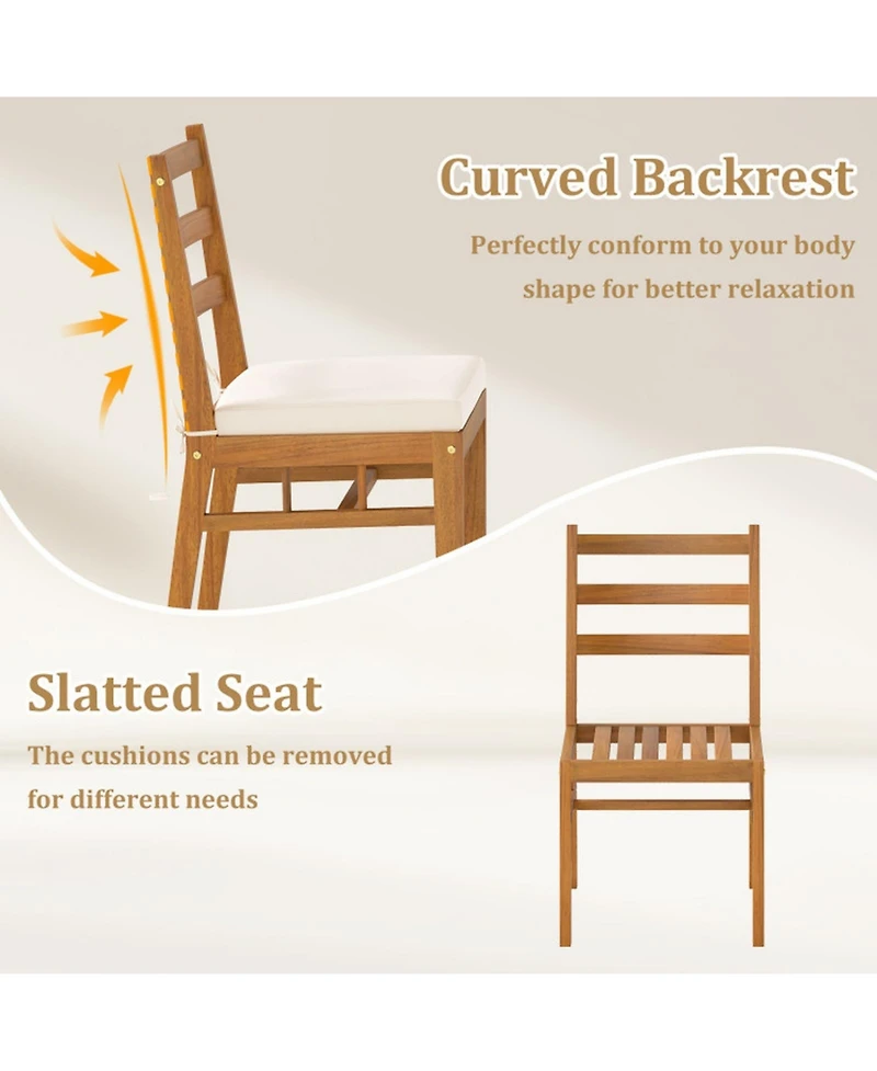 Sugift 6-Piece Patio Acacia Wood Dining Set with Bench Rectangular Table and Chairs