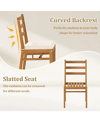 Sugift 6-Piece Patio Acacia Wood Dining Set with Bench Rectangular Table and Chairs