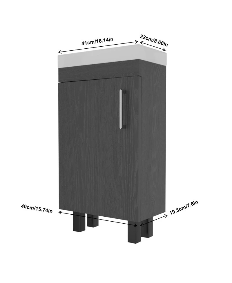 Sillysis Freestanding Bathroom Vanity with Ceramic Sink, Modern Space-Saving Storage Cabinet for Small Bathrooms