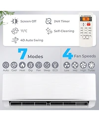 Vebreda Energy Star Certified 12000 Btu 24 Seer2 115V Mini Split Heat Pump Heating