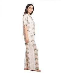 Linea Donatella Women's Notch Collar Shirt & Crop Pants, 2-Piece Set