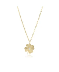 The Lovery Fluted Lucky Clover Paperclip Necklace 14K Gold-Plated Sterling Silver