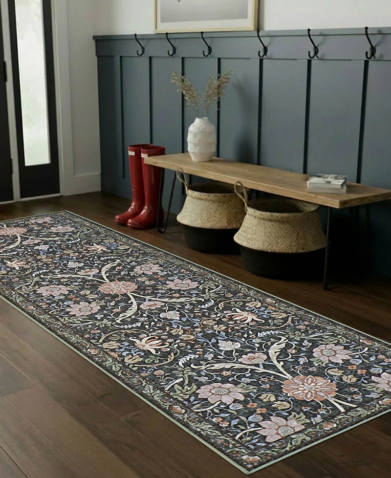 Hunter Abrabella Washable Non-Slip Printed Chenille Runner Rug