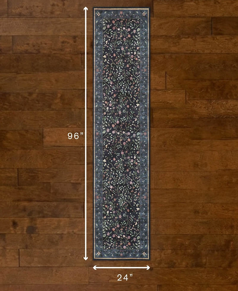 Hunter Eleanor Washable Non-Slip Printed Chenille Runner Rug