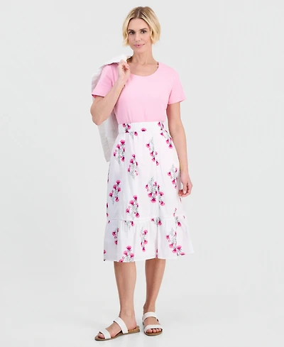 Style & Co Petite Cotton Floral-Embroidered Midi Skirt, Macy's Exclusive