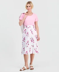 Style & Co Petite Cotton Floral-Embroidered Midi Skirt, Macy's Exclusive