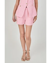 endless rose Women's Tweed Buttoned Shorts