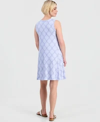 Style & Co Petite Geometric-Print Scoop-Neck Flip Flop Dress, Macy's Exclusive