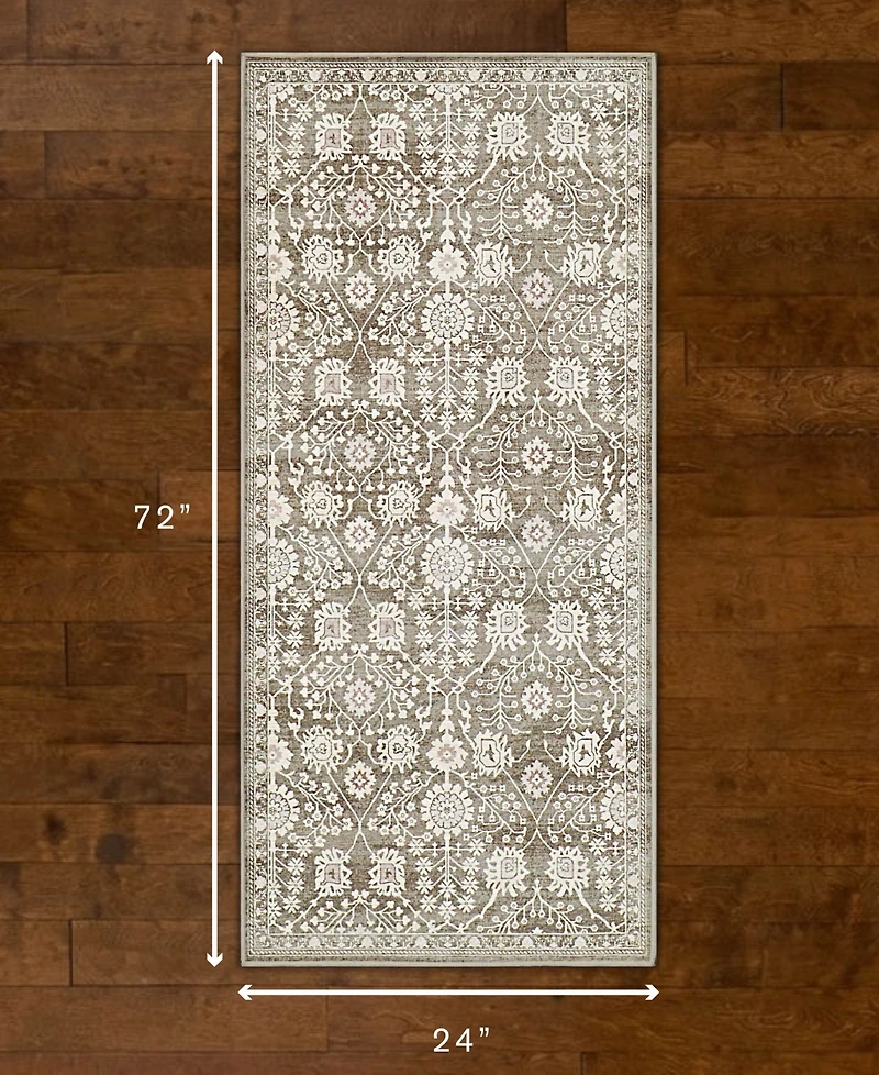 Hunter Florence Washable Non-Slip Printed Chenille Accent Rug