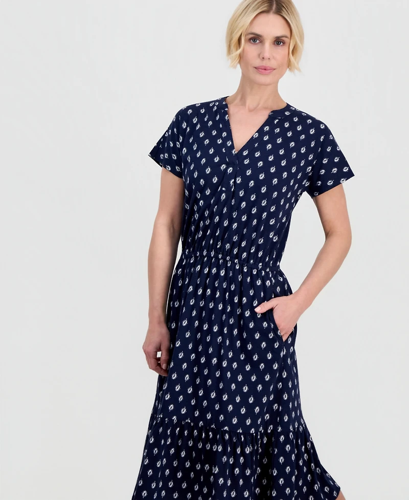 Style & Co Petite Flared Knit V-Neck Dress, Macy's Exclusive
