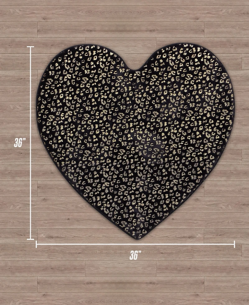 Juicy Couture Metallic Leopard Foil Print Shaped Heart Rug, 36" x
