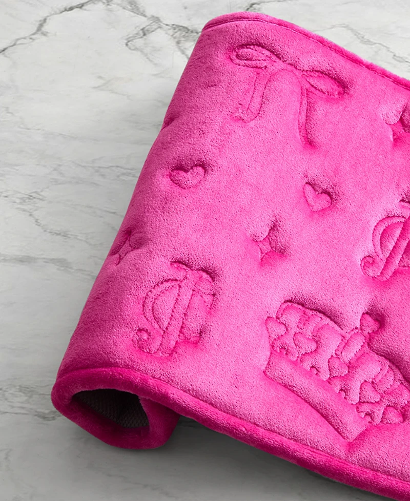 Juicy Couture Crowns and Bows Quilted Memory Foam Bath Mat, 17" x 24"