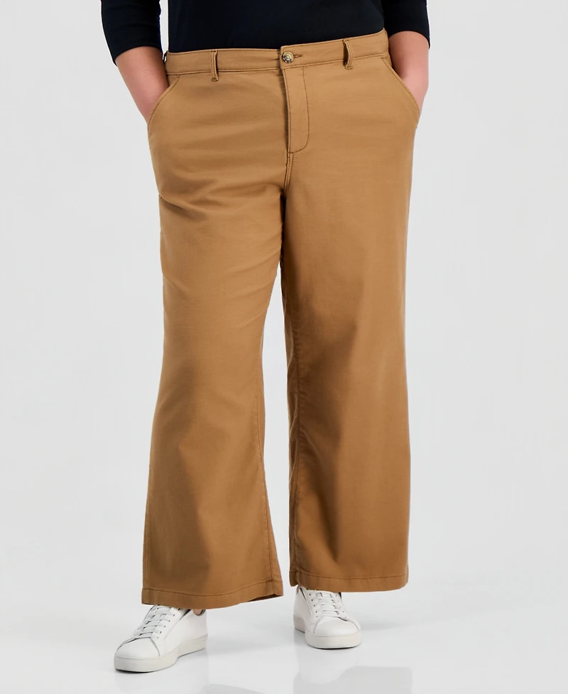 Style & Co Plus High-Rise Dobby Wide-Leg Pants, Macy's Exclusive