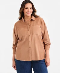 Style & Co Plus Long-Sleeve Corduroy Overshirt, Macy's Exclusive