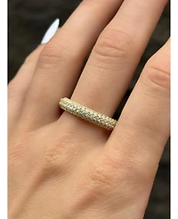 Suzy Levian Sterling Silver Cubic Zirconia Pave Round Eternity Band