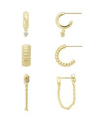 Unwritten Cubic Zirconia Fashion Hoop Earring Trio Set